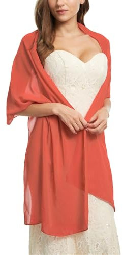 GIBZ Schal Damen Lang Chiffon Stola Einfarbig Transparent Schals Tücher Leicht Halstuch für Abendkleid Hochzeit Rosa 300cm