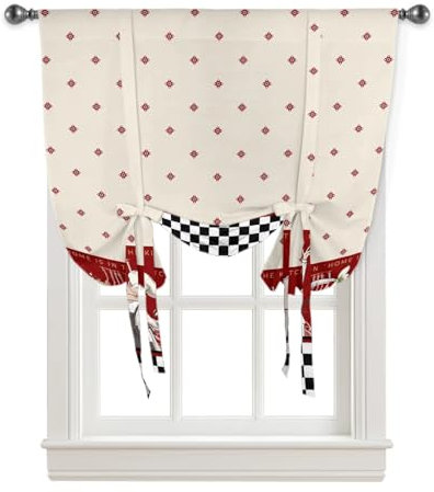 FOBOXCHD Bindegardine mit Blumenmuster Küche Lebensmittel Küche Kurze Fenster Vorhang Moderne Wohnkultur Kleine Fenster Römischen Binden Up Vorhänge(135W x 160H(cm))