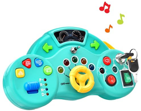 Busy Board Montessori Jouet Bebe 1 an avec Interrupteur LED et Son de Voiture, Jeux Jeu Montessori Jouet Enfant 1 2 3 Ans, Cadeau Enfant Jeux Educatif Enfant Garçon et Fille, Jouets de Voyage