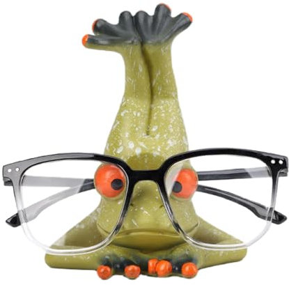 Bmdjdq Frosch-Brillen-Halter, einzigartiger Frosch-Display-Rack, Brillenfigur, Froschfigur, Cartoon-Tier-geformter Brillenhalter, Kunstharz-Brillenständer für Zuhause