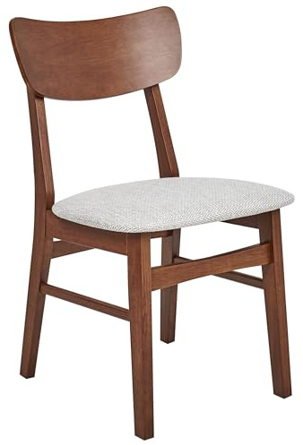 Esszimmerstuhl 2er Set Holz braun / grau Stoffbezug ohne Armlehnen Anoka