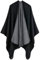 Lifetooler Poncho pour Femme Cardigan à Devant Ouvert Cape Réversible d'hiver Cape Imprimée Surdimensionnée Couverture en Tartan tricoté à Carreaux Châle à Motifs Géométriques de Bohème(Noir)