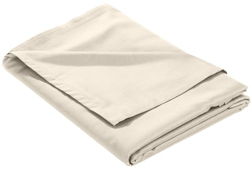 Bettwaesche-mit-Stil Mako-Satin Baumwollsatin Bettlaken ohne Gummizug Uni einfarbig (Bettlaken 240x280 cm, Natur)