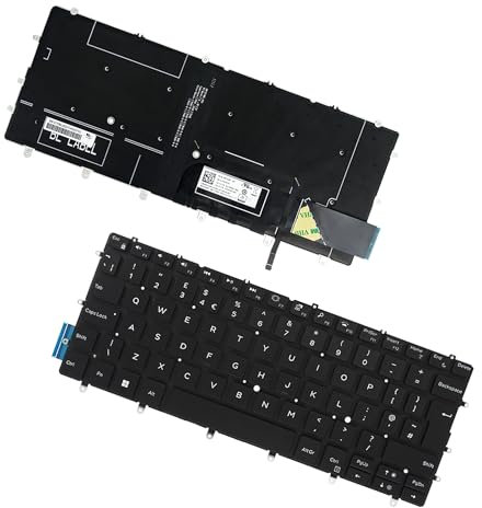 Clavier rétroéclairé de rechange pour Dell XPS 13 9370 9380 9360 7390 9305 Clavier 82FHM 082FHM 343NN 0343NN (UK)