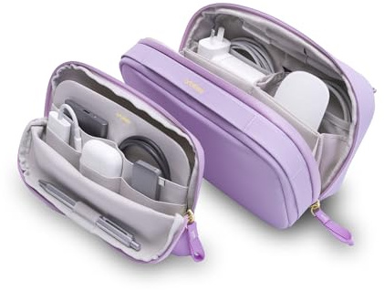 Orbitkey 2-in-1 Tech Accessory Pouch - Lilac | Detachable Slim Sleeve | Organises Cables & Chargers | Water-Resistant Fabric | Travel Ready