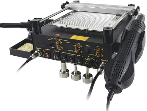 WUCIOA 3-in-1 Hot Air Soldering Station, Soldering Preheat Hot Air Machine, Rework Workstation, 100-500℃ Adjustable Temperature, Soldering Iron Preheating Station for Shrinkage, Paint Drying