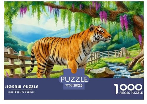 1000 Piece Tiger Jigsaw Puzzle for Adults Kids - Challenging & Brainteasing, Farm Big Tree Puzzle, Home Decoration Unique Gift 38x26cm/1000pcs