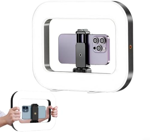 Rechargeable Handheld Selfie Fill Light, Adjustable Two-Color Temperature, Cordless Square Design, Portable Led Video Light for Outdoor Travel Mobile Video and Photography