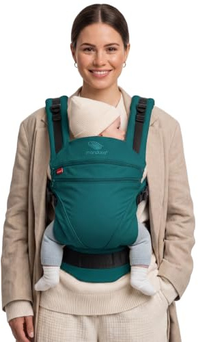manduca XT Baby Carrier - Porte Bebe - Siège ajustable, s'étend du nouveau-né au tout-petit - Porte bébé avec 3 options de portage, Happy Lagoon