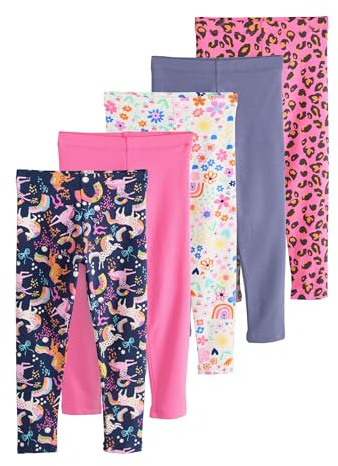 NEXT Mädchen Leggings, 5er-Pack Pink/Rainbow/Animal Numeric_98