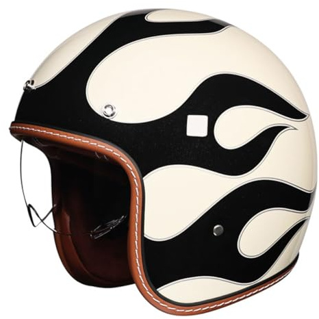 Caschi Jet E Demi-Jet Moto Casco Mezzo 3/4 DOTECE Omologato Casco Scodella Portatile Leggero Con Visiera Retrò Moto Caschi Cromwell Uomo Donna 2,M:57-58CM