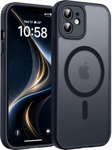 GeeKe Magnetic for iPhone 11 Case, Compatible with MagSafe, Full Camera Protection, Built-in Magnetic Ring, Drop Protection Shockproof Slim Translucent Matte Phone Case for iPhone 11 (Black) LZ1
