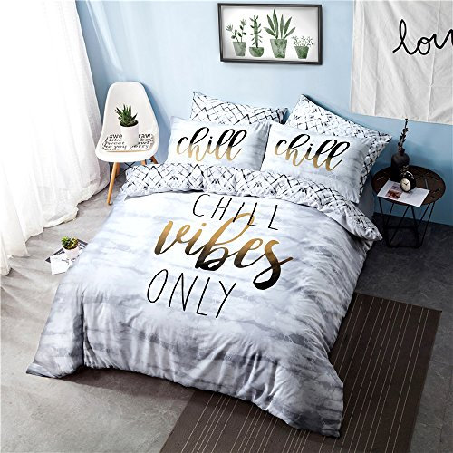 Sleepdown Chill Slogan Fully Reversible Duvet Quilt Cover + PillowCases (KIng)