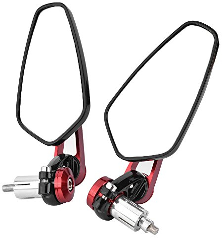 Keenso 2 Stück Motorradspiegel, Seitenspiegel, Rückspiegel, 360 ° drehbar, für Motorradlenker, 22 mm, Universal, aus Aluminiumlegierung (Rot)