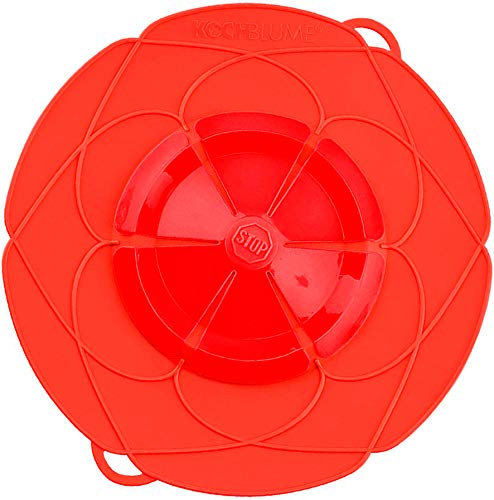 Kochblume - das Original vom Erfinder Armin Harecker XL 33 cm rot | Überkochschutz für Topfgrößen von Ø 20 bis 28 cm | Set mit Microfasertuch!