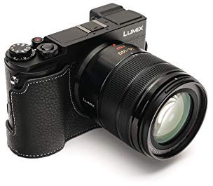 Zakao Étui en cuir véritable fait main pour appareil photo Panasonic Lumix DC-GX9 GX9 GX9 Version ouverture par le bas avec dragonne (Noir)