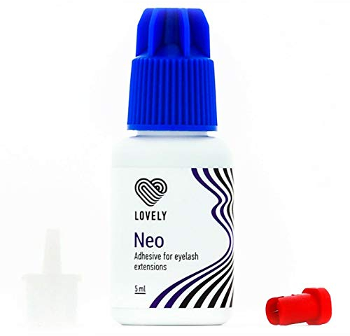 LOVELY Wimpernkleber NEO flüssiger, schneller Kleber Trocknungszeit SOFORT 8 Wochen Haftkraft, sehr elastisch - Wimpernkleber für Wimpernverlängerung geeignet für Studios & Fremdanwendung -5ml Schwarz