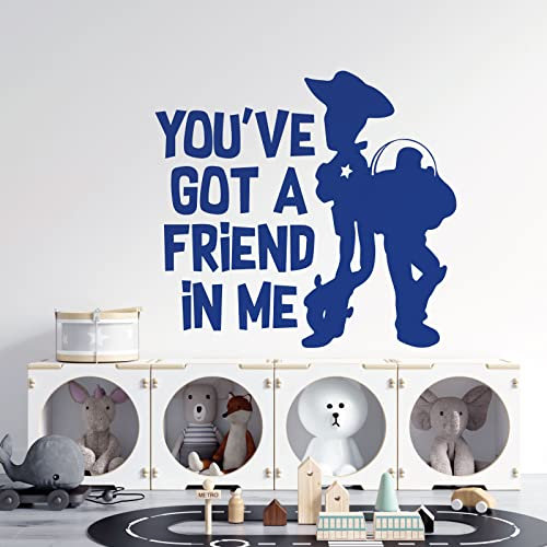 Woody and Buzz Wandaufkleber You've Got a Friend in Me, Disney Toy Story, mittelblau