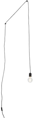 Qazqa - Design Hängelampe I Pendellampe I Puristische Pendelleuchte schwarz 1-Licht mit Stecker - Cavalux I Wohnzimmer I Schlafzimmer - Stahl Länglich - LED geeignet E27