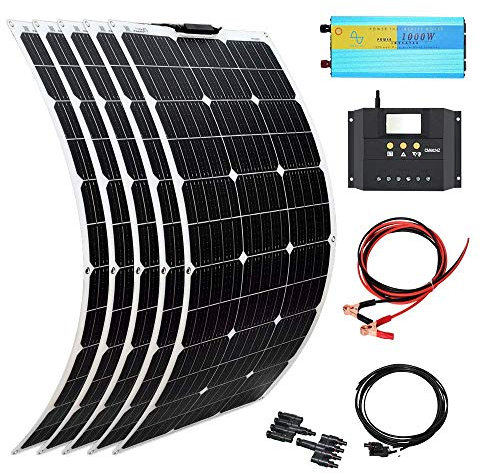 XINPUGUANG 500w Solar Kit 5pcs 100W Paneles solares flexibles Módulo mono 50A 12v / 24v Controlador solar para autocaravana, barco, automóvil, caravana, carga de batería de 12v (500)