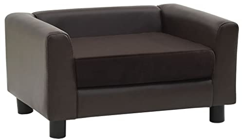vidaXL Hundesofa Braun 60x43x30cm Plüsch Kunstleder Hundecouch Haustiersofa