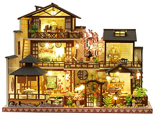 WonDerfulC - Kit per casa delle bambole in legno, stile giapponese, stile giapponese, modello Sakura per costruire il giardino, fai da te, romantico, regalo di compleanno