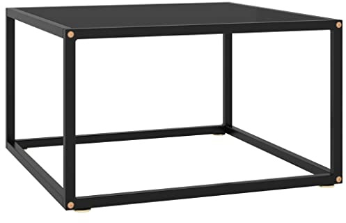 vidaXL Beistelltisch Couchtisch Kaffeetisch Wohnzimmertisch Sofatisch Teetisch Glastisch Tisch Schwarz mit Schwarzem Glas 60x60x35cm