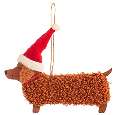 Sass & Belle Festive Daschund Hanging Decoration