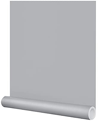 FUKU MON Graue Tapete, mattes, festes graues Kontaktpapier, selbstklebend, zum Abziehen und Aufkleben, dick, abnehmbare Textur, für Schlafzimmer, Schränke, Wohnzimmer (hellgrau)