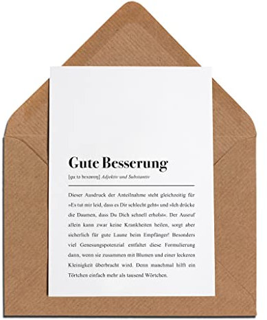 Gute Besserung Definition: Genesungskarte mit Umschlag
