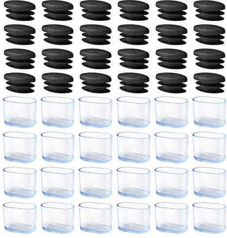 Gommini per Sedie Ovali.48 Pezzi Tappi Silicone.15mm x 30mm Cuscinetti per Terminali per Inserti per Tubi, Metallo, Protezione, Mobili