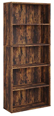 5/6 Layer Solid Wood Bookcase, Extra Large Wooden Shelving for Office and Living Room, Free Standing Open Shelf Unit for Storage, Organization, and Display of Books and Home Decor (Wood, 5 tier)