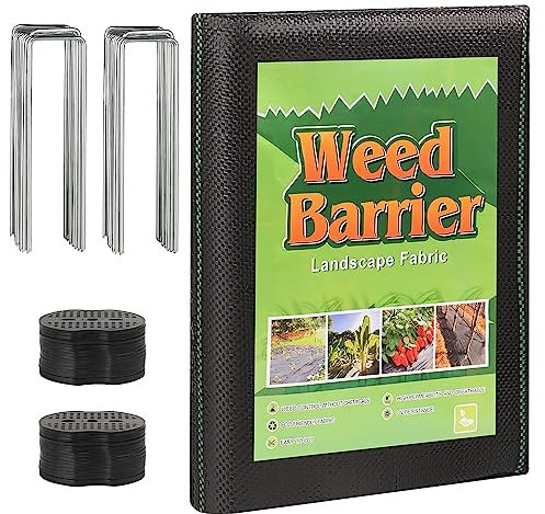 BEGONDIS Heavy Duty Weed Control Membrane with Garden Pegs- Premium Garden Membrane for Weed Barrier, Landscaping Fabric & Ground Cover & Weed Block (10m² (5m x 2m))