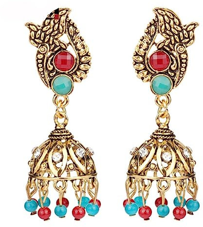 YAHOYA Vintage Ethnischer Indischer Vogelkäfig-Ohrring für Frauen Antiker Goldfarben-Ägypten-Drop-Ohrring Retro Boho Antiker Schmuck