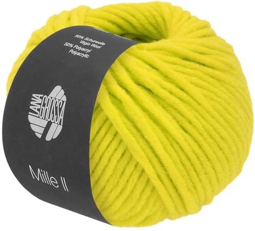 LANA GROSSA Mille II | Strapazierfähiges Mischgarn mit Merinowolle, waschmaschinenfest | Handstrickgarn aus 50% Schurwolle & 50% Acryl | 50g Wolle zum Stricken & Häkeln | 55m Garn FB163
