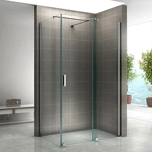NAPOLI Paroi de douche d'angle coulissante H. 200 cm verre 8 mm transparent 80 x 130 cm (porte 130)