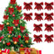 FaJoek Weihnachtsschleifen Rote, 10pcs Weihnachtsbaumschmuck Schleifen, Weihnachtsbaum Bogen Schleife, Geschenkschleife Glitzer, Dekoschleife, Weihnachtsbaumschleifen for Decorations (Rot)