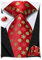 Hi-Tie Herren Weihnachtskrawatte Set Krawatte Einstecktuch Manschettenknöpfe Set Match Rentier Schneeflocke Xmas Baum Muster für Hochzeit Prom,Rote Schneeflocke
