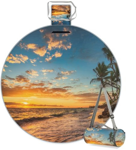 Sunrise Tropical Beach Runde Picknickdecke Strand Wasserdicht Faltbare Indoor Outdoor Matte Teppiche für Strand Camping Park Familientreffen Aktivitäten
