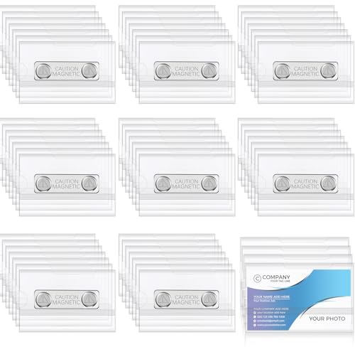 Faccito Badges Nominatifs Magnétiques 9 x 5,5 cm Étiquette d'Identification Magnétique Badges de Nom en PVC Horizontale Porte-Noms avec Aimant pour Travail Conférence École Collège (60 Pcs)