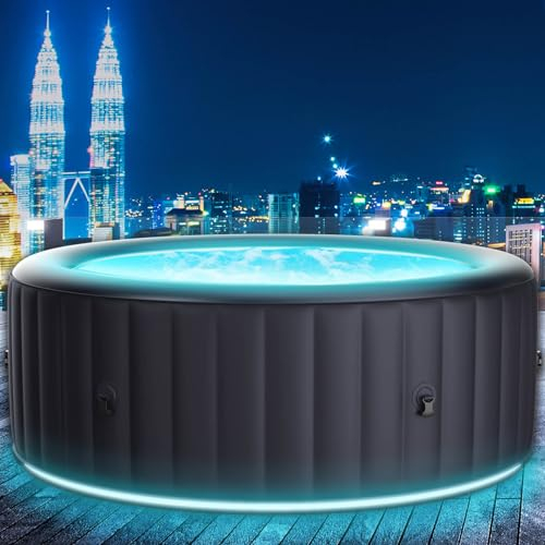 BRAST Whirlpool aufblasbar MSpa | 4-8 Personen | viele Modelle rund und eckig | Ø 125-224cm | In- Outdoor Pool | bis zu 144 Massagedüsen | inkl. Aufblasfunktion Abdeckung Timer Heizung | Aurora