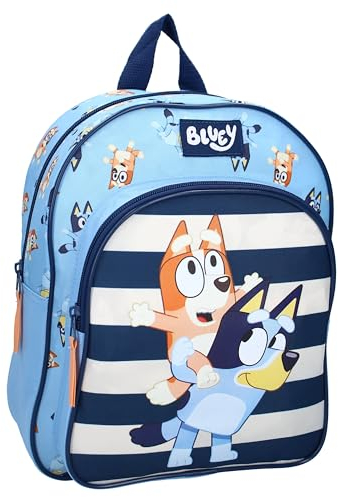 Vadobag Mochila de perro BLUEY y BINGO Jump Into Fun - Mochila con 2 compartimentos para niños | Escuela | Guardería - Azul y Azul - Dimensiones 30 x 25 x 11 cm, Azul celeste., talla unica