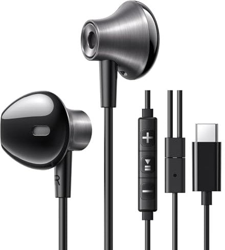 UGREEN USB C Headphones, Hi-Fi Stereo Wired Type C Earphones with Mic & Volume Control Light-weight Ergonomic Design Earbuds Compatible with iPhone 16 Pro Max/15, Galaxy S25 Ultra S24 S22 S21 FE A56