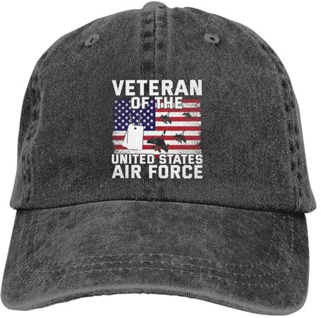 Baseballkappe, Motiv: Veteran der Vereinigten Staaten, Air Force, Golfmütze, verstellbar, klassisch, niedriges Profil, Baumwolle, für Herren und Damen, Veteran of the United States Air Force Black 1,