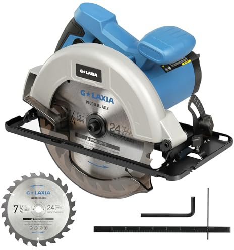 G LAXIA Seghe circolari 1400 W, massimo 6000 giri/min, profondità di taglio e angolo regolabili: 62 mm (90 °) -48 mm (45 °), sistema di raccolta polvere e lama da 185 mm