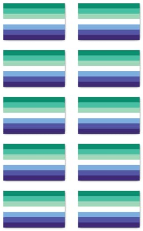 Aufkleber: 50x30 mm, 10 Stück - Flagge - Gay Men's/schwule Männer Pride - LGBTQ - für Auto, Laptop und mehr