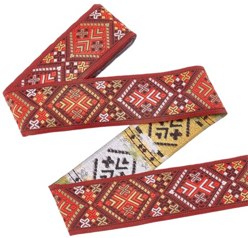 PH PandaHall 4,5 m Boho-Jacquard-Band im ethnischen Stil, Stoffbesatz, Rautenmuster, bestickt, gewebtes Band, Jacquard-Bordüre zum Nähen, Basteln, Kleidung, Taschen, Dekoration