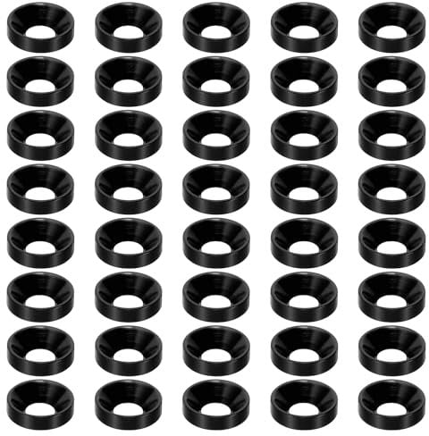 PATIKIL M6 Finish Countersunk Washer, 40pcs Anodized Aluminum Alloy Flat Cup Head Screw Gasket Bolt for Mechanical Accessories Parts DIY Models, Black