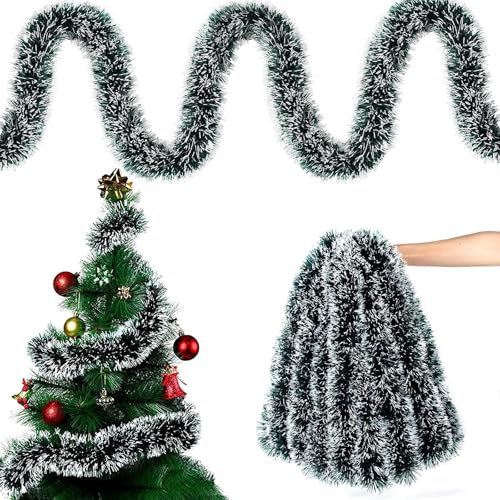 YINZZTRY Ghirlanda di tinsel per albero di Natale, 10 m, ghirlanda di tinsel lucido, decorazione natalizia, colore verde abete, per porte caminetti, ringhiera delle scale, verde