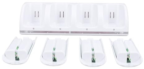 Todaid Estación de Carga del Controlador para Mandos a Distancia Wii, Estación de Carga 4 en 1 con 4 Baterías Recargables de 2800 MAh (Blanco)